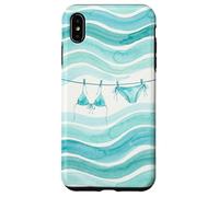 Preppy Bikini Été Côtier Vagues Aquarelle Plage Vibes Style Coque pour iPhone XS Max