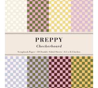 Preppy Checkerboard Scrapbook Paper: 20 Double-Sided Sheets for Decorative Paper Projects, Junk Journals, Decoupage Crafts, Origami, and Mixed Media | 8.5x8.5 in (21.6x21.6 cm)