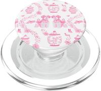 Preppy Chien Maltais en Toile Rose et Blanche PopSockets PopGrip pour MagSafe