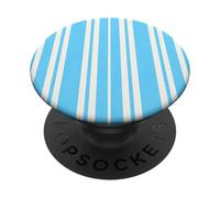 Preppy Coastal Bright Stripes, Blanc, Sable, Piscine, Couleurs Bleues PopSockets PopGrip Adhésif