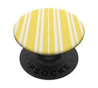 Preppy Coastal Bright Stripes, Couleurs Blanc et Jaune ensoleillé PopSockets PopGrip Adhésif