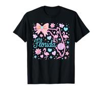 Preppy Coquette Floride Flamant Rose Nœud Pastel Esthétique T-Shirt