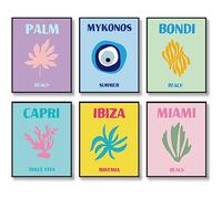 Preppy, décoration murale de voyage, décoration murale esthétique - Impressions d'art mural abstrait colorées, affiches esthétiques pour chambre 11"x14" (27.9x35.6cm) SANS CADRE