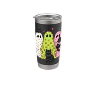 Preppy Halloween Ghosts Chats Chatons Pois Noir Citron Rose Gobelet isotherme en acier inoxydable double paroi