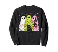 Preppy Halloween Ghosts Chats Chatons Pois Noir Citron Rose Sweatshirt