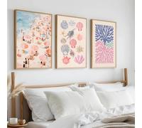 Preppy - Lot de 3 affiches sur toile de plage pour adolescente, décoration murale abstraite pour chambre à coucher, salon, sans cadre, 30,5 x 40,6 cm