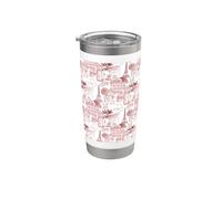 Preppy Paris Toile Café Caniche Eiffel Arc Arbres Bordeaux Gobelet isotherme en acier inoxydable double paroi