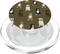 Preppy Pup Love : Pitbull & Staffie Chic en olive foncé PopSockets PopGrip pour MagSafe