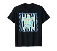 Preppy Striped Floral Sea Turtle Summer Girl T-Shirt