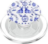 Preppy Toile Westie, West Highland Terrier Bleu et Blanc PopSockets PopGrip pour MagSafe