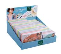 Prés. Comp. avec 38 paquets de 50 flashcards sous film + anneau - bristol ligné perforé - A6 et A7 - Couleurs assorties