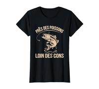 Près du Poisson, Loin des inconvénients, pêche drôle, pêcheur drôle T-Shirt, Femme, Noir, M