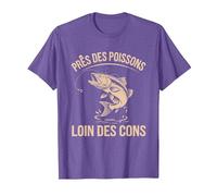 Près du Poisson, Loin des inconvénients, pêche drôle, pêcheur drôle T-Shirt, Homme, Violet Chiné, M