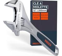 PRESCH Clé à molette 300mm - Échelle gravée au laser 40mm (métrique et pouces) - Usinage de précision pour une prise optimale - Clé anglaise robuste et réglable