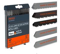 Presch Jeu de lames de scie sauteuse Métal & bois 10 pièces - Universel kit de Lames haute longévité à emmanchement en T pour toutes scies sauteuses - Lame scie sauteuse métaux et bois