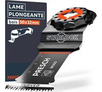 Presch Lame Scie Oscillante Bois 50x32mm - Llame Starlock pour remplacement sans outil - Résultats nets et précis grâce à la denture japonaise et au design Curved-Tec - Accessoire outil multifonction