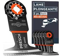 Presch Lames Scie Oscillante Bois 40x65mm 5 pcs. - Lames Starlock pour remplacement sans outil - Résultats précis grâce à la denture japonaise et au design Curved-Tec - Accessoires outil multifonction