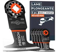 Presch Lames Scie Oscillante Bois et Métal 40x65mm 5 pcs. - Lames Starlock pour changement sans outil - Dents BI pointues & design Curved-Tec pour résultats précis - Lames Outil Multifonction
