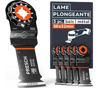 Presch Lames Scie Oscillante Bois et Métal 50x32mm 5 pcs. - Lames Starlock pour changement sans outil - Dents BI pointues & design Curved-Tec pour résultats précis - Lame Outil Multifonction
