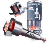 PRESCH Mèche Forstner 20mm - Mèche à bois avec butée de profondeur | Échelle gravée laser - Queue hexagonale 1/4" et pointe de centrage pour trous nets - Idéal pour charnières et tourillons