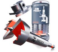 PRESCH Mèche Forstner 26mm - Mèche à bois avec butée de profondeur | Échelle gravée laser - Queue hexagonale 1/4" et pointe de centrage pour trous nets - Idéal pour charnières et tourillons
