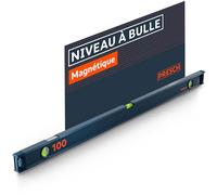 Presch Niveau à Bulle Magnétique 100cm - Fiole incassable avec pente 2% - Fenêtre de lecture verticale - Embouts antidérapants innovants - Surface de mesure précise