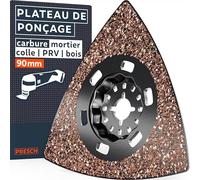 Presch Plateau de ponçage Carbure 90mm - Starlock accessoires outil multifonction pour mortier et colle - Forme delta pour ponçage précis jusque dans les coins - Grain 20 ultra résistant