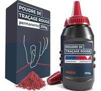 PRESCH Poudre de Traçage Rouge 200g - Lignes claires et visibles grâce à la couleur rouge intense - Craie résistante aux intempéries pour une utilisation en extérieur - Craie à fouetter en poudre