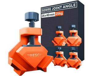 Presch Serre joint angle 4 pcs - Presse d'angle pour épaisseur de panneaux jusqu'à 26 mm - Force de serrage de 25 kg pour le collage - Pince à angle droit en plastique renforcé de fibres de verre
