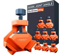Presch Serre joint angle 8 pcs - Presse d'angle pour épaisseur de panneaux jusqu'à 26 mm - Force de serrage de 25 kg pour le collage - Pince à angle droit en plastique renforcé de fibres de verre