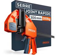 Presch Serre joint menuisier 300mm - Serre joint rapide avec force de serrage 300kg pour fixation rapide - Stable grâce à l’acier carbone et au boîtier en fibre de verre - Avec fonction d'écartement