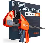Presch Serre joint menuisier 300mm - Serre joint rapide avec force de serrage 75kg pour fixation immédiate - Stable grâce à l’acier carbone et au boîtier en fibre de verre - Avec fonction d'écartement