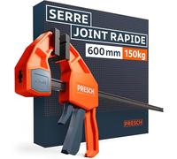 Presch Serre joint menuisier 600mm - Serre joint rapide avec force de serrage 150kg pour fixation rapide - Stable grâce à l’acier carbone et au boîtier en fibre de verre - Avec fonction d'écartement