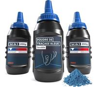 PRESCH Set de Poudre de Traçage Bleue - 3x 200g de poudre de craie - Lignes claires et visibles grâce à la couleur bleue intense - Parfait pour la fabrication de meubles et les intérieurs