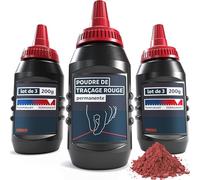 PRESCH Set de Poudre de Traçage Rouge- 3 x 200 g de poudre de craie - Traits clairs et visibles grâce à la couleur rouge intense - Craie résistante aux intempéries pour usage extérieur