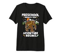 Preschool Where The Adventure Begins Back to School Bigfoot T-Shirt Haut de Gamme
