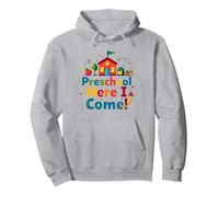 Préscolaire Here I Come! Aventure Scolaire colorée Sweat à Capuche, Unisexe pour Adultes, Gris Chiné, XL