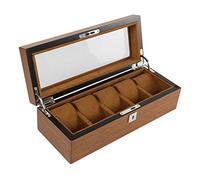 PrésenBoîte Coffret à Montre Bijoux BoîTe De Rangement En Bois Montre 5 Emplacements Avec Serrure Et Toit Ouvrant En Verre Brun RéTro EuropéEn Hommes Et Les Femmes Regardent Cadeau BoîTe D'Affichag