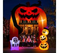 PRESENCE Décoration gonflable en forme de citrouille d'Halloween de 3,4 m, décoration de cour avec lumières LED, arche gonflable pour fête d'Halloween, intérieur, extérieur, cour, pelouse