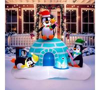 PRESENCE Pôle Nord Gonflable de Noël de 1,8 m de Long avec LED intégrées, Ours Polaires gonflables et Pingouin pour fête de Noël en intérieur, extérieur, Cour, Jardin, pelouse, décorations de