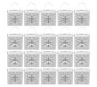 Présent Blanche en Papier avec Poignées, Croix Ajourée | Présentation Élégante, Distribution Facile, pour Petites Douceurs et Souvenirs, Réunions D'église et Communion