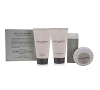 PRESENT-MORE - Kit Accueil 15 Invités Scent Company Milano | Parfum Ambre Royal - Shampooing, Gel Douche, Savon et Bonnet de Douche - Made in Italy - Pour Hôtels et B&B