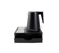 PRESENT-MORE - Kit Plateau Noir - Plateau, Bouilloire Noire | Kit Bouilloire 26x19cm en ABS avec Mécanique Intégrée 800-1200W - Idéal pour Hôtels et B&B