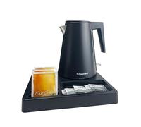 PRESENT-MORE - Set plateau en ABS noir - Contient : Plateau, bouilloire noire - Ensemble bouilloire 24 x 24 cm avec mécanique intégrée 800-1200 W - Idéal pour hôtel et B & B