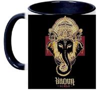 PRESENT Mug Céramique Indochine Karma Girls, Noir, Octogonale, 300ml, Style Moderne, Résistant à la Chaleur, Pour Boisson Chaude, 8x9cm