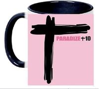 PRESENT Mug en Céramique Octogonal, Noir, 300ml, Design Indochine Paradize, Style Moderne, Motif Doré, Usage Domestique, 8x9cm