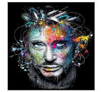 PRESENT Toile sur Chassis Johnny HALLYDAY Personnalisé avec Le prénom N° 3. Collage photo (produit Français)