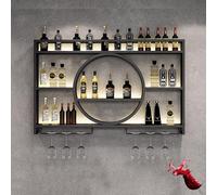 Présentant à vin Mural avec lumière LED, unité de Bar, étagères multifonctionnelles pour Alcool, étagère de Rangement Flottante, Porte-vins en métal de Grande capacité, pour la Cuisine du ba