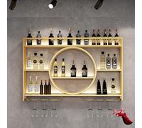 Présentant à vin Mural avec lumière LED, unité de Bar, étagères multifonctionnelles pour Alcool, étagère de Rangement Flottante, Support à vin en métal de Grande capacité, pour la Cuisine du