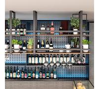 Présentant du rack de vin suspendu étagère en verre à vin en verre de vin 2 couches étagères à vide de vide à vin pour barre de bar à barreau de rangement de cuisine avec gardien de ventre (taille: